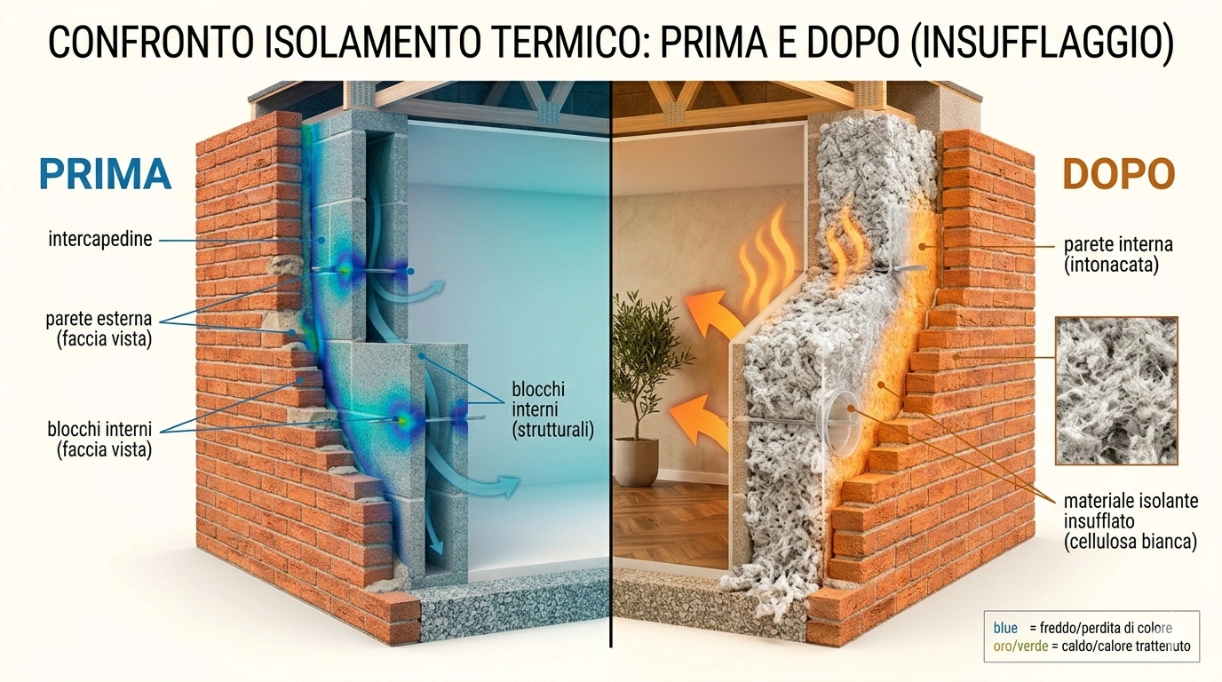 Insufflaggio prima e dopo